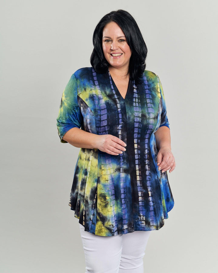 Dreamy V-neck Top, Tie Dye - Alembika Designer Women's Clothing