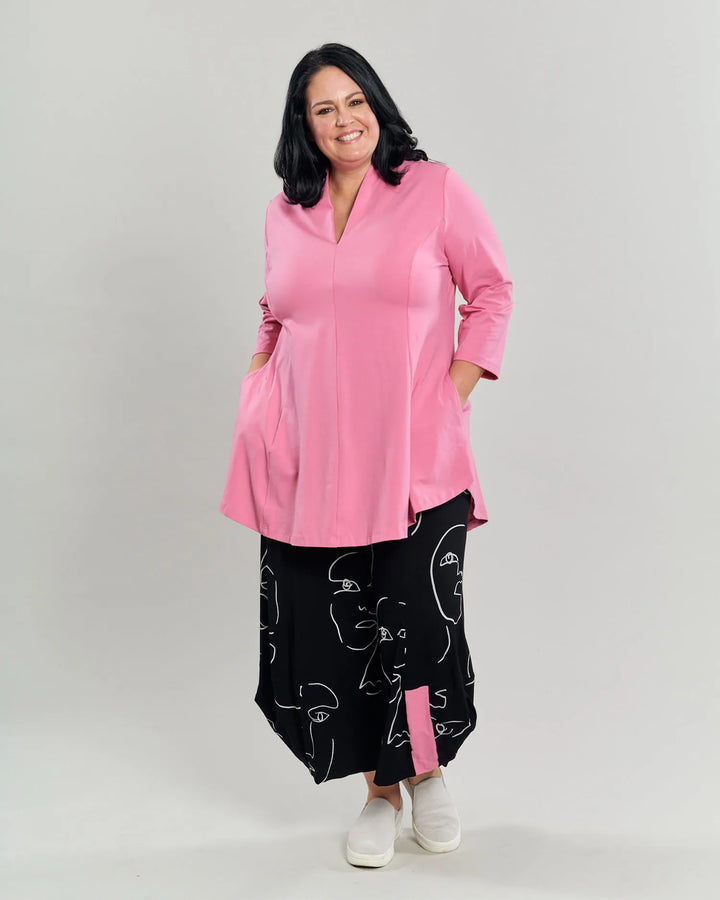 Gloria V-neck Tunic Top, Bazooka
