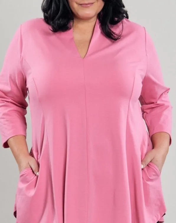 Gloria V-neck Tunic Top, Bazooka