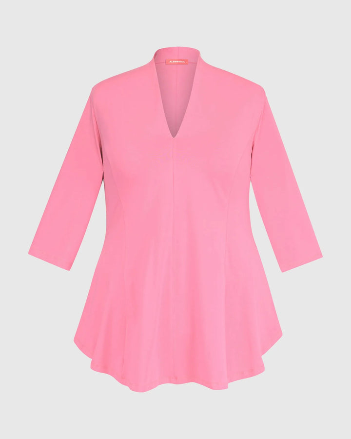 Gloria V-neck Tunic Top, Bazooka