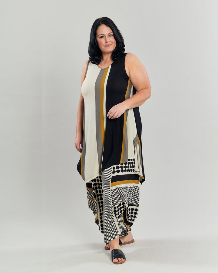 Ani Sleeveless Tunic Top, Stripes - Alembika Designer Women's Clothing