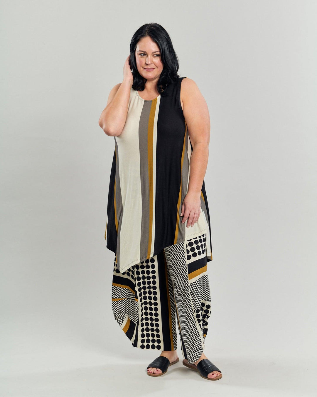 Ani Sleeveless Tunic Top, Stripes - Alembika Designer Women's Clothing