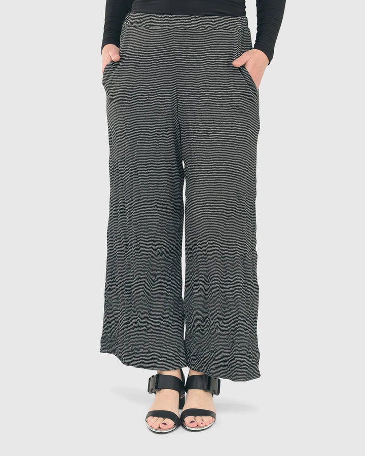 Black Crinkle Pants for older women