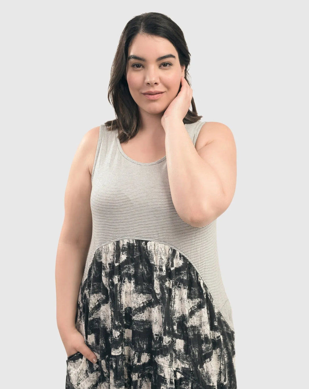 Marble Crinkle Tank Dress for older women