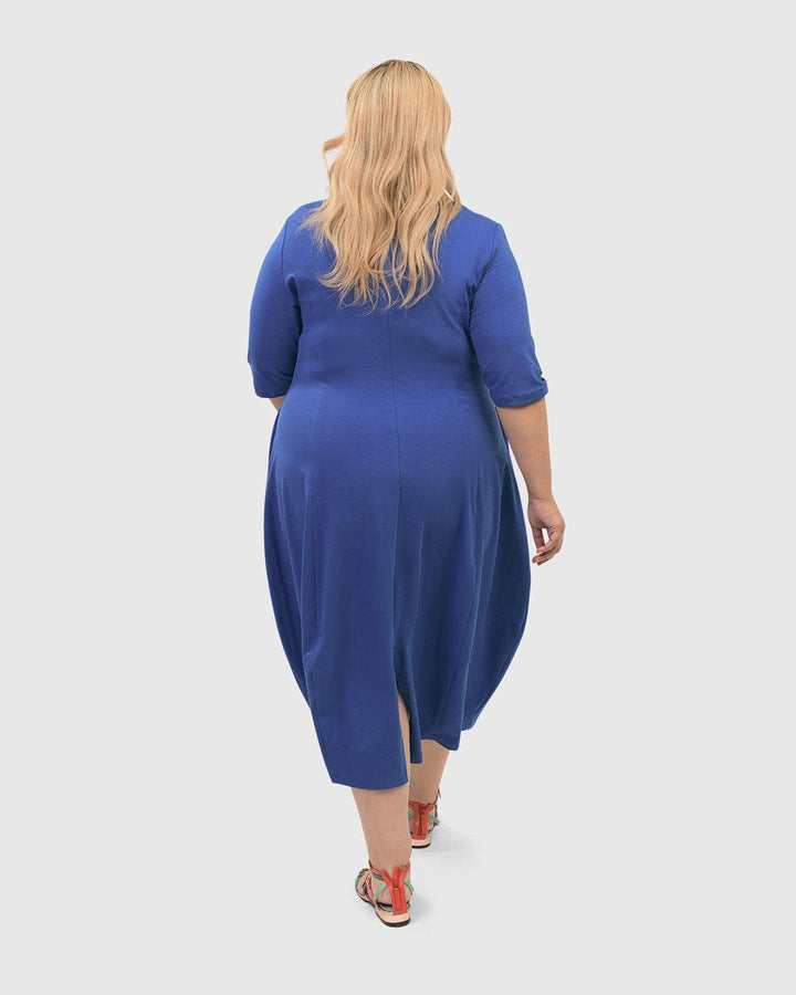 Carla Cocoon Midi Dress, Cobalt - Alembika Designer Women's Clothing