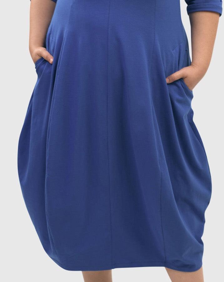 Carla Cocoon Midi Dress, Cobalt - Alembika Designer Women's Clothing