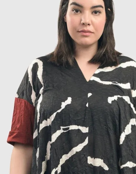 Kat Crinkle Trapeze Top, Red