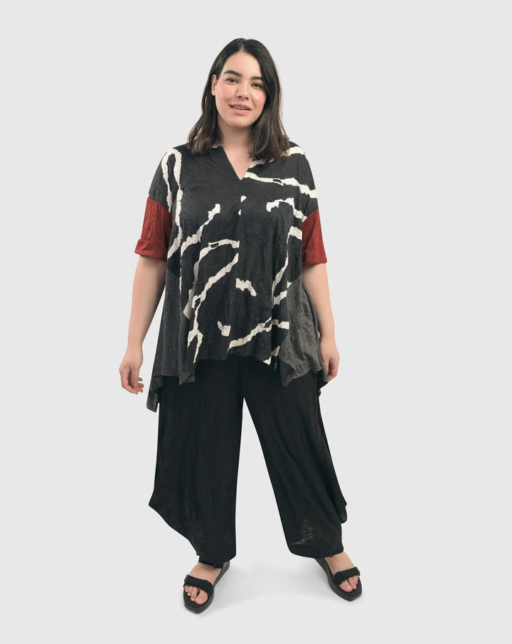 Kat Crinkle Trapeze Top, Red