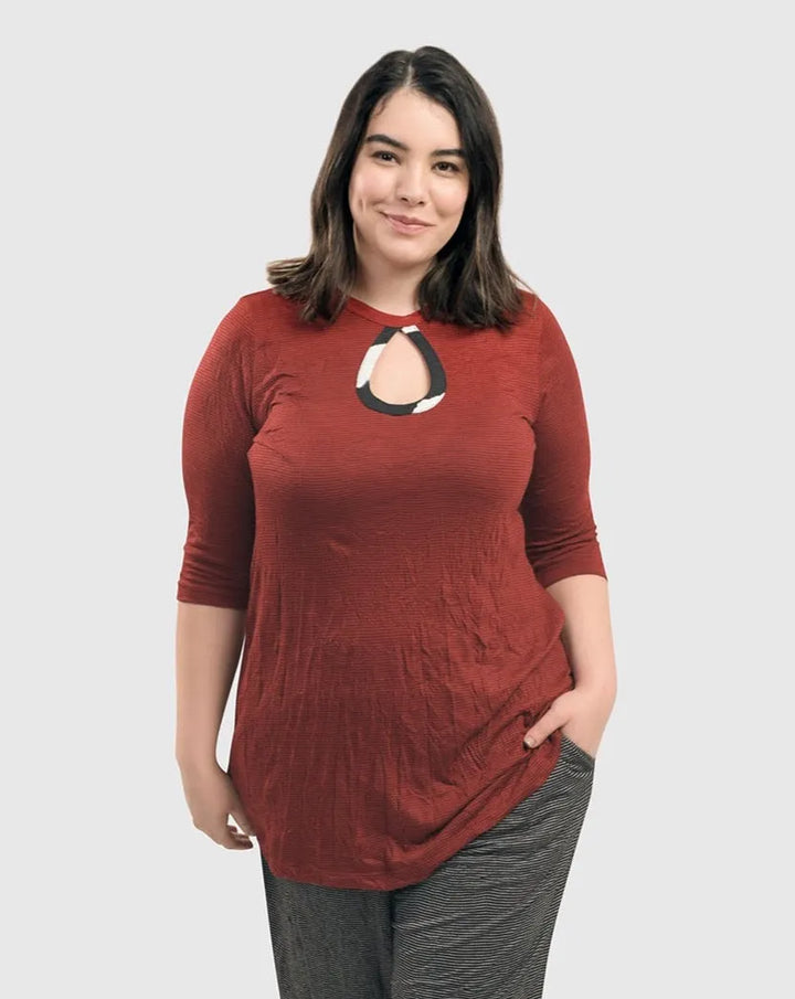Kari Keyhole Tunic Top, Red