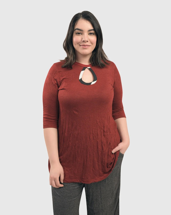 Kari Keyhole Tunic Top, Red