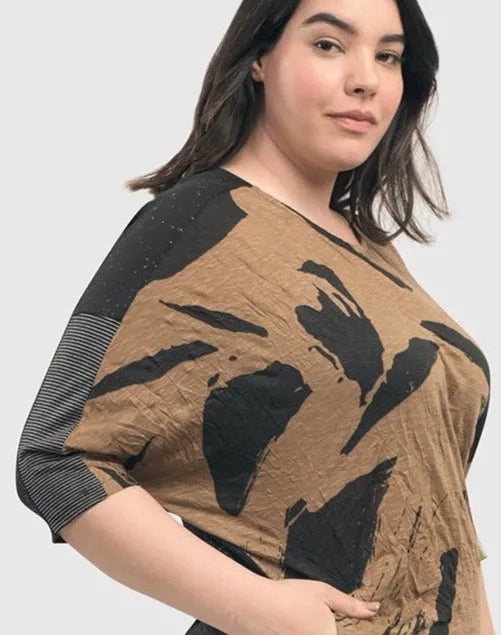 Sepia Crinkle Dolman Top for women over 40