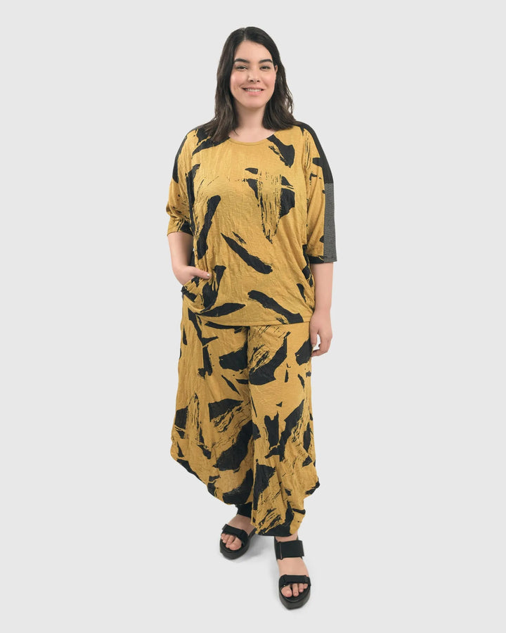 Yellow Crinkle Dolman Top for plus size women