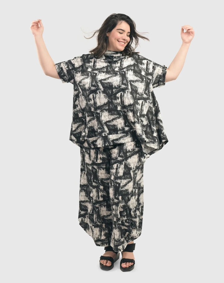Marble Crinkle Punto Pants for women over 40