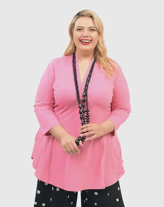 Gloria V-neck Tunic Top, Bazooka