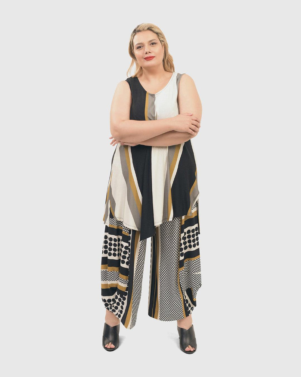 Ani Sleeveless Tunic Top, Stripes - Alembika Designer Women's Clothing