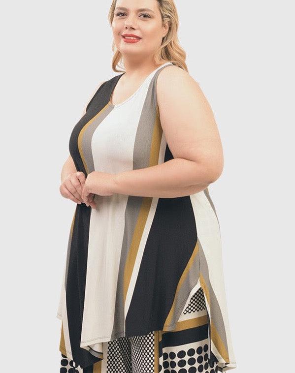 Ani Sleeveless Tunic Top, Stripes - Alembika Designer Women's Clothing