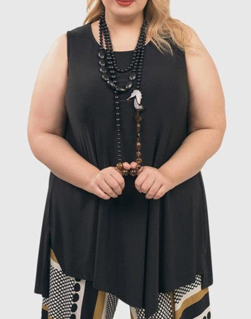 Ani Sleeveless Tunic Top, Black - Alembika Designer Women's Clothing