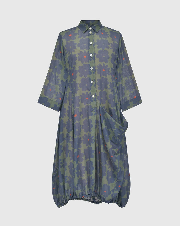 Bluebell Cotton Voile Wonderful Dress, Blue/green