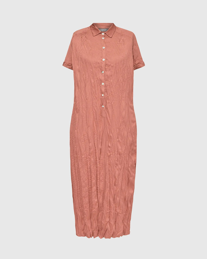 Crinkle Maxi Shirtdress, Coral