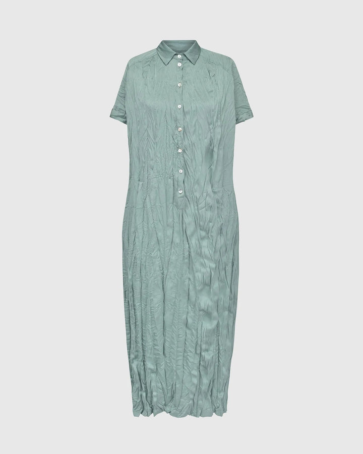 Crinkle Maxi Shirtdress, Teal