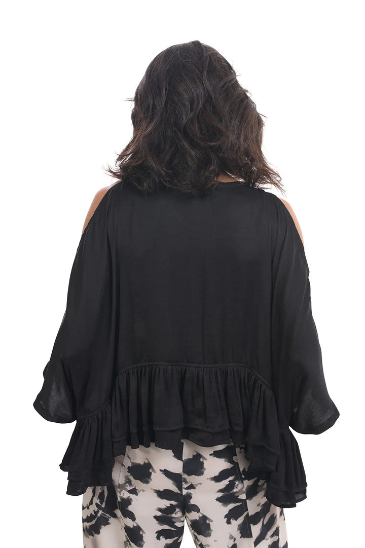 black rhys ruffle blouse