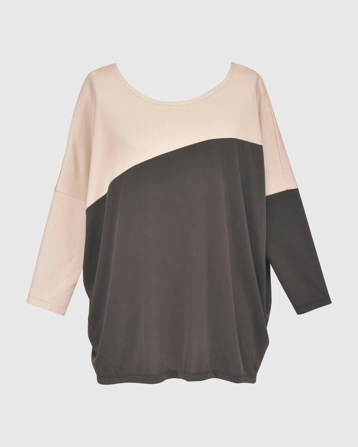 Yin Yang Dolman Top, Grey/Ivory