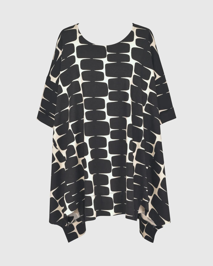 Amalfi Trapeze Tunic Top, Black/Ivory