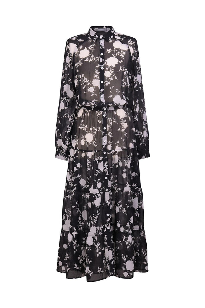 Floral Tiered Maxi Shirtdress - Alembika Designer Women's Clothing