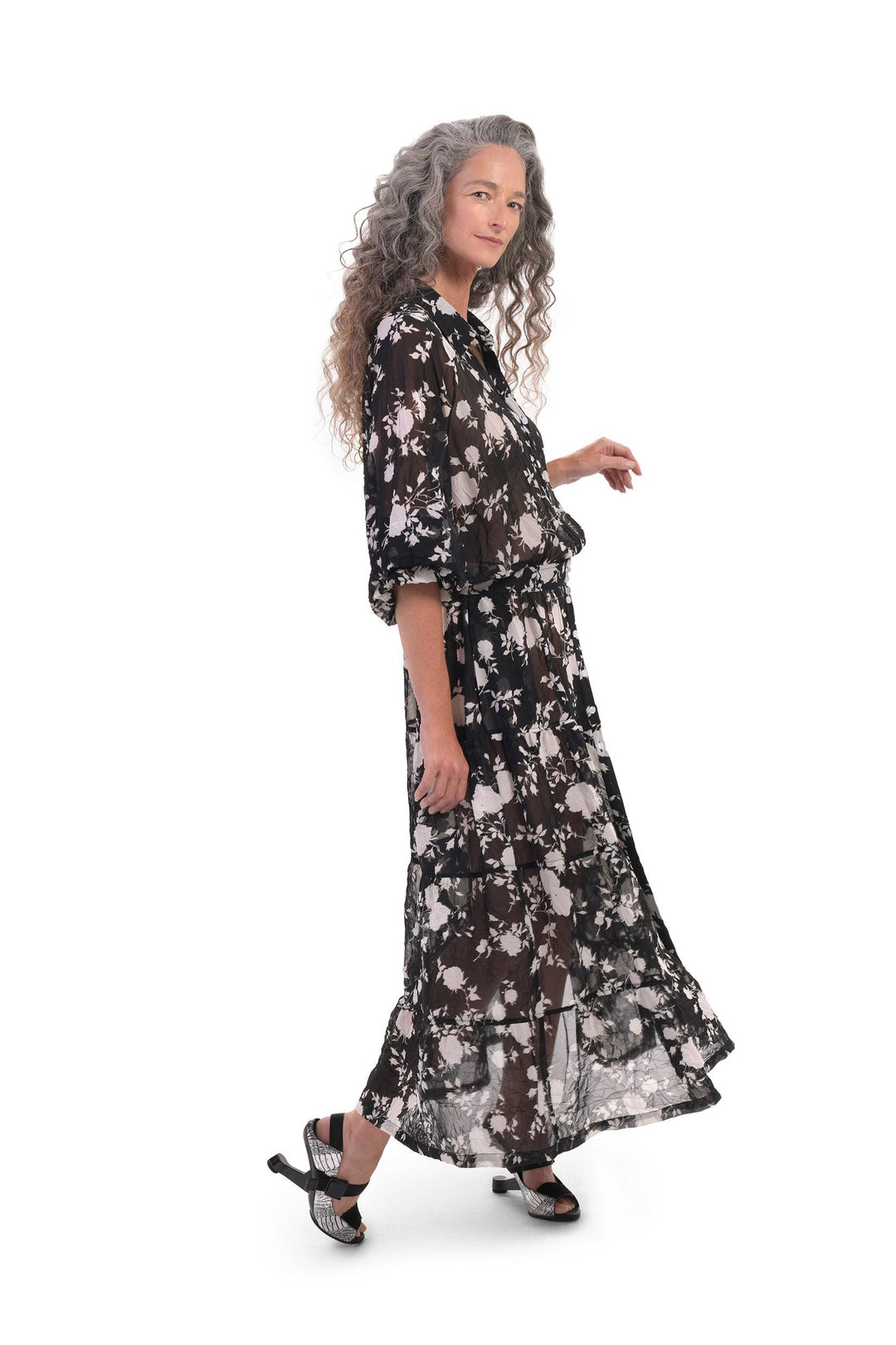 Floral Tiered Maxi Shirtdress - Alembika Designer Women's Clothing