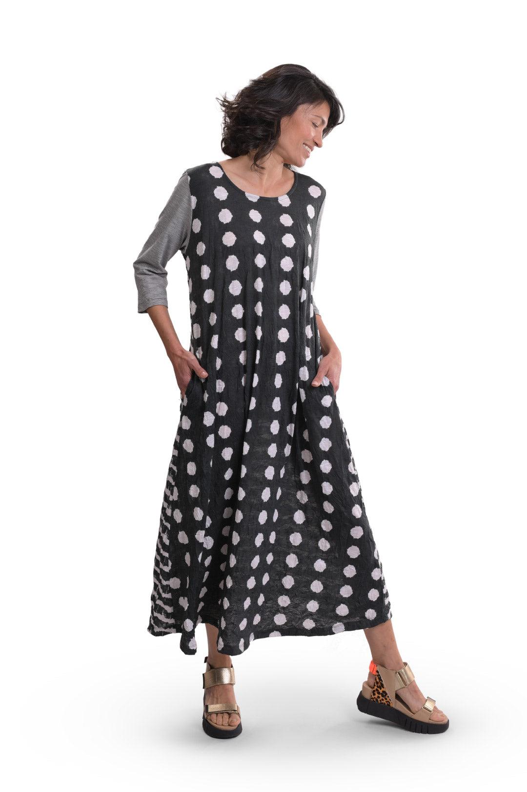Duet Crinkle Maxi Dress, Charcoal - Alembika Designer Women's Clothing