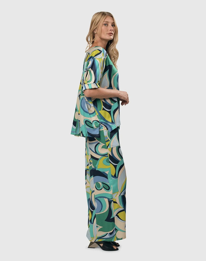 Lagoon Slit-Front Pants, Multi