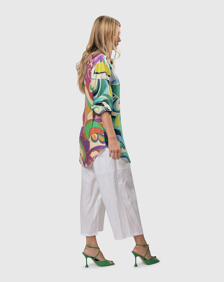 Breeze Linen Crop Pants, White
