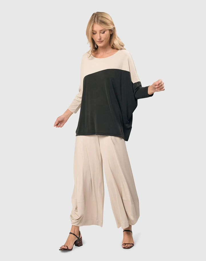 Yin Yang Dolman Top, Grey/Ivory