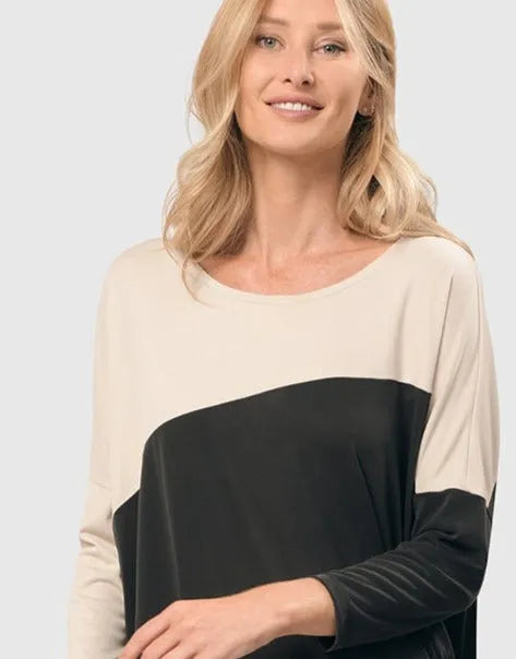 Yin Yang Dolman Top, Grey/Ivory