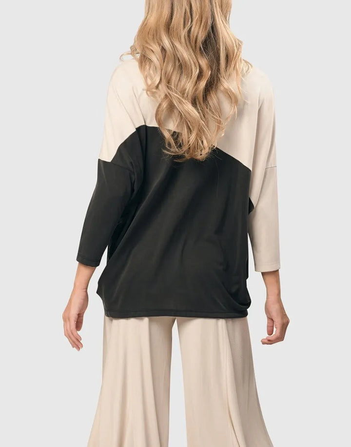 Yin Yang Dolman Top, Grey/Ivory