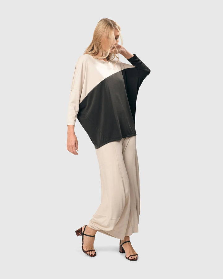 Yin Yang Dolman Top, Grey/Ivory