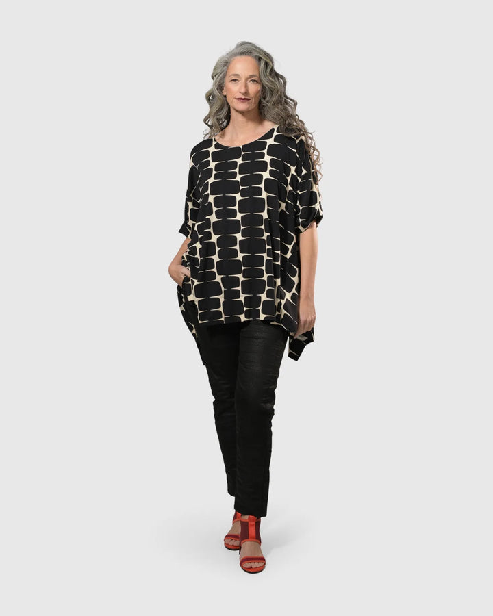 Amalfi Trapeze Tunic Top, Black/Ivory