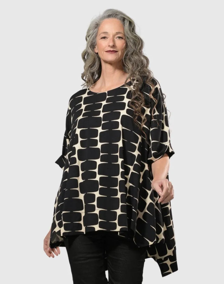 Amalfi Trapeze Tunic Top, Black/Ivory