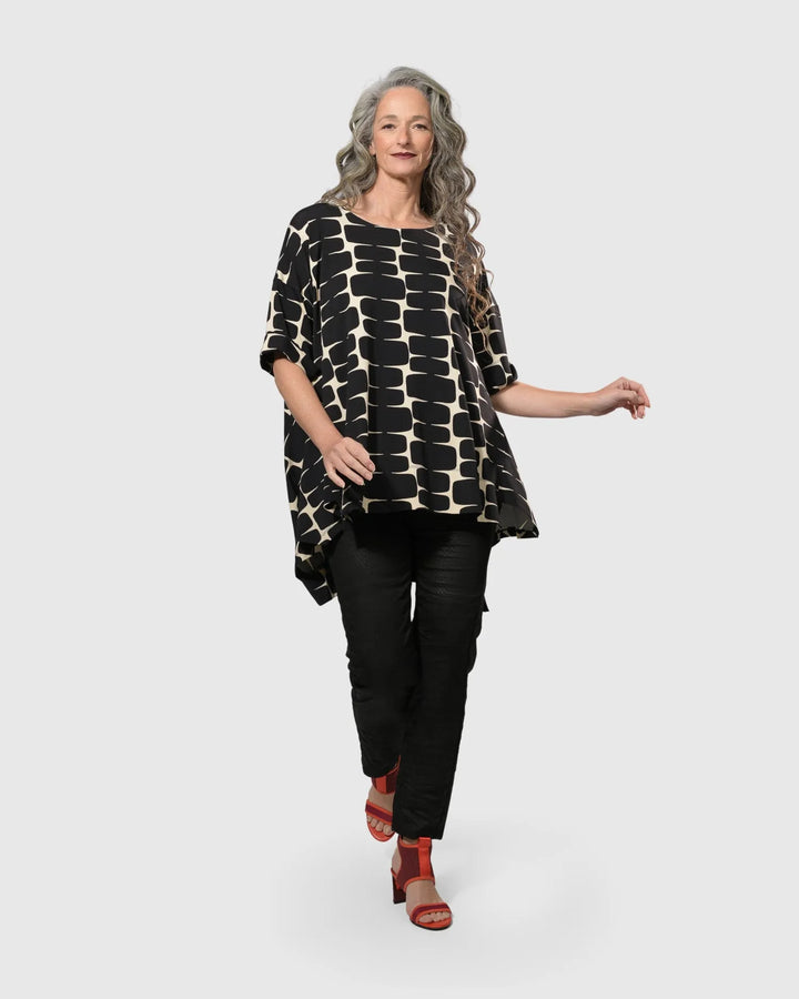 Amalfi Trapeze Tunic Top, Black/Ivory