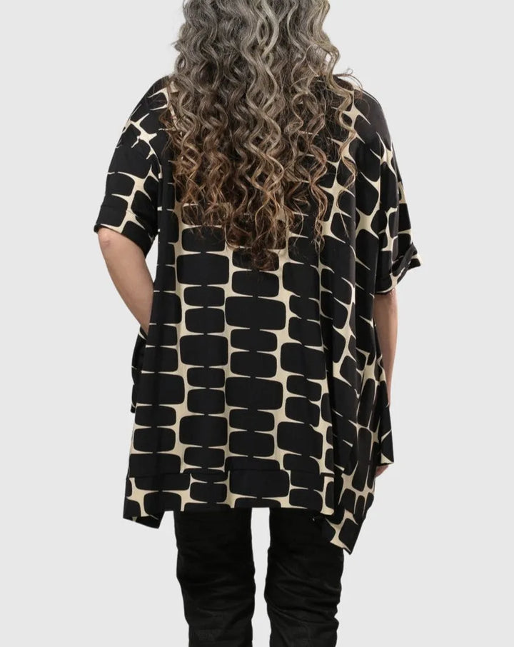 Amalfi Trapeze Tunic Top, Black/Ivory