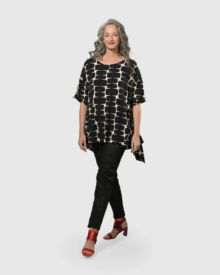 Amalfi Trapeze Tunic Top, Black/Ivory