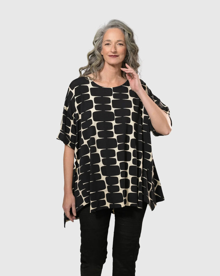 Amalfi Trapeze Tunic Top, Black/Ivory