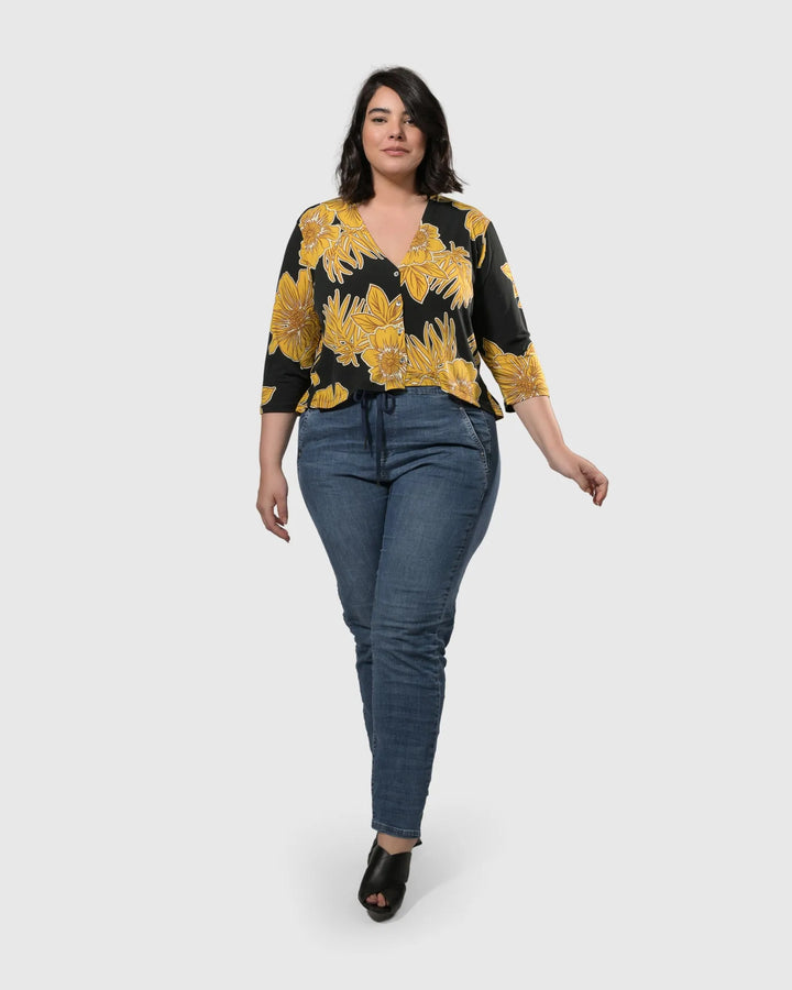 Kona Crop Cardigan Jacket, Gold