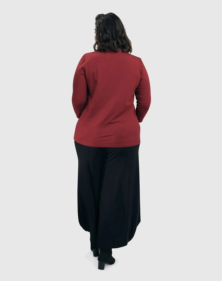 Essential Mockneck Top, Plum