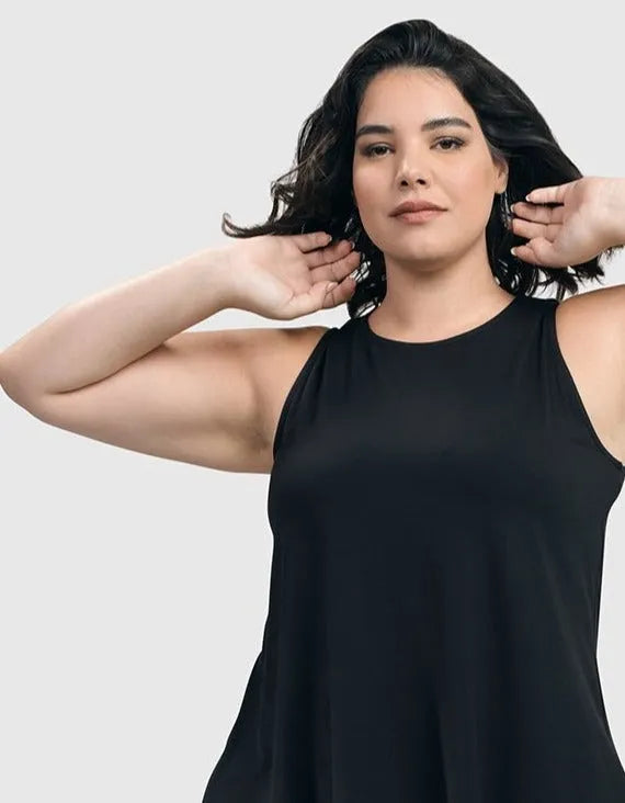 Essential Sleeveless Tunic Top, Black