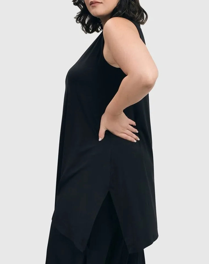 Essential Sleeveless Tunic Top, Black