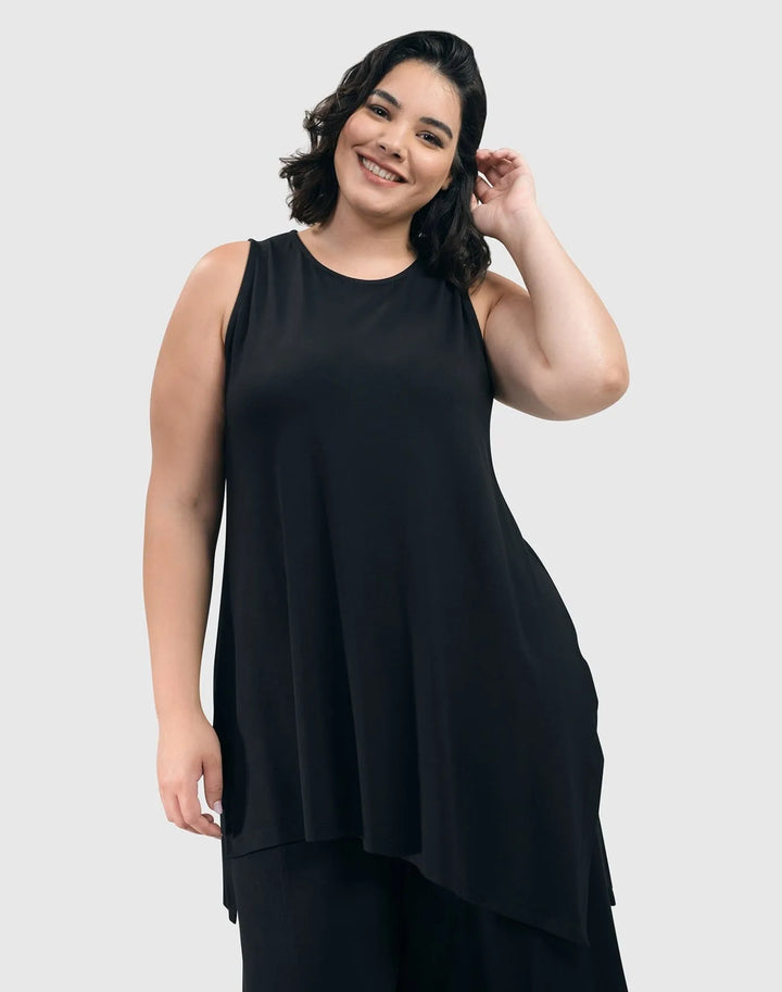 Essential Sleeveless Tunic Top, Black