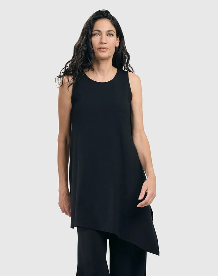 Essential Sleeveless Tunic Top, Black