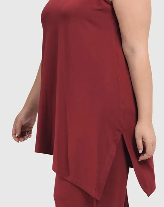 Essential Sleeveless Tunic Top, Plum