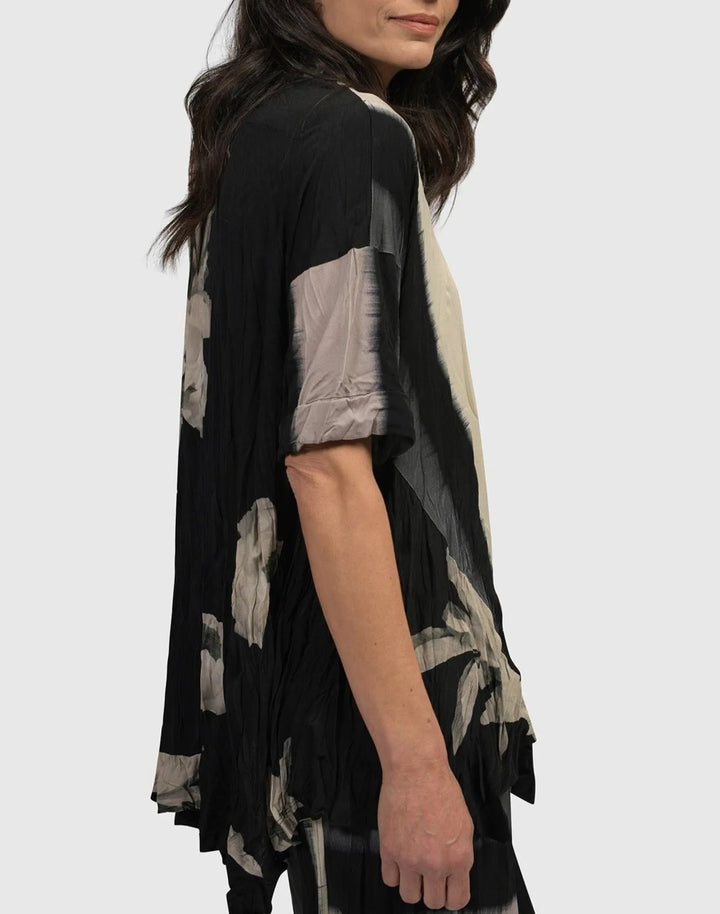 Laila Crinkle Trapeze Top, Stripe/roses